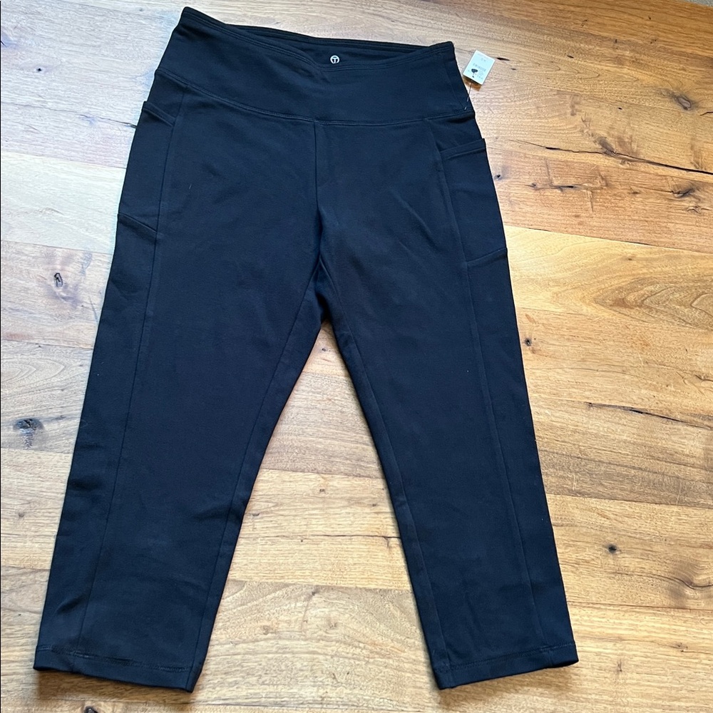 T by Talbots Black Capri Leggings XS cotton Pockets New with Tags
